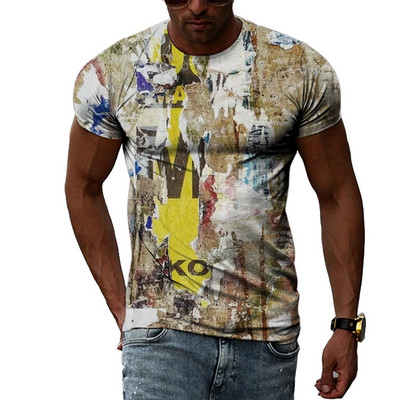Nyári Férfi Divat Személyiség Graffiti pólók Hip Hop Trend Harajuku Alkalmi Stílus 3D Nyomtatás Rövid ujjú pólók Felsők