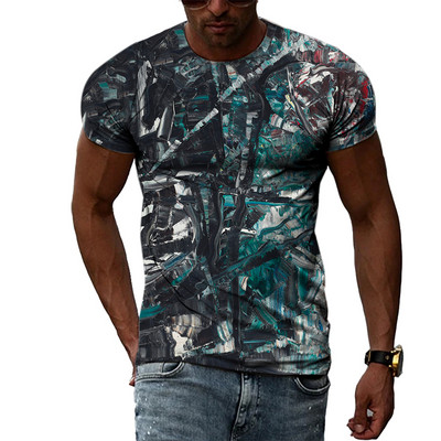 Nyári Férfi Divat Személyiség Graffiti pólók Hip Hop Trend Harajuku Alkalmi Stílus 3D Nyomtatás Rövid ujjú pólók Felsők