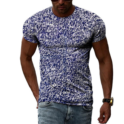 Nyári Férfi Divat Személyiség Graffiti pólók Hip Hop Trend Harajuku Alkalmi Stílus 3D Nyomtatás Rövid ujjú pólók Felsők