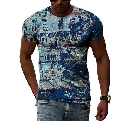 Nyári Férfi Divat Személyiség Graffiti pólók Hip Hop Trend Harajuku Alkalmi Stílus 3D Nyomtatás Rövid ujjú pólók Felsők
