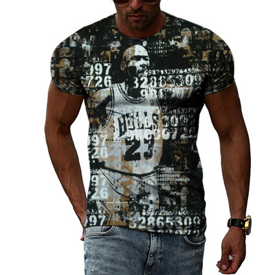 Nyári Férfi Divat Személyiség Graffiti pólók Hip Hop Trend Harajuku Alkalmi Stílus 3D Nyomtatás Rövid ujjú pólók Felsők