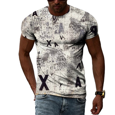 Nyári Férfi Divat Személyiség Graffiti pólók Hip Hop Trend Harajuku Alkalmi Stílus 3D Nyomtatás Rövid ujjú pólók Felsők