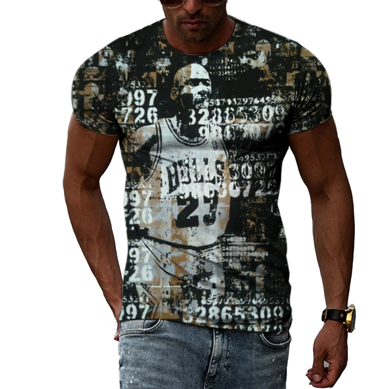 Nyári Férfi Divat Személyiség Graffiti pólók Hip Hop Trend Harajuku Alkalmi Stílus 3D Nyomtatás Rövid ujjú pólók Felsők