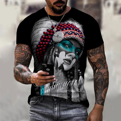 Férfi póló Férfi Ruházat Uniszex indiai stílusú 3D nyomtatott pólók Nyári felsők Rövid ujjú divat Alkalmi túlméretezett pólók