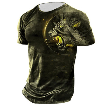 Винтидж тениска Мъжки летни къси горнища с 3D щампа на лъв 2022 Мъжки дрехи с големи размери О-образно деколте Графични тениски The Boys Tee Streetwear