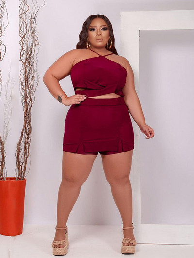 Divu daļu komplekts Sieviešu svārki Elegant Chic Halte Tops un svārku uzvalku komplekts Vasaras seksīgi tērpi Liela izmēra vairumtirdzniecība Dropshipping