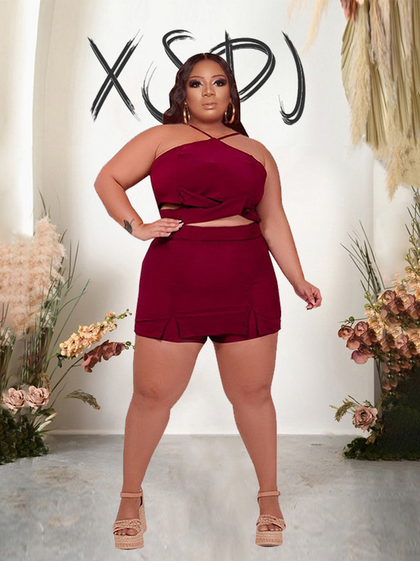 Divu daļu komplekts Sieviešu svārki Elegant Chic Halte Tops un svārku uzvalku komplekts Vasaras seksīgi tērpi Liela izmēra vairumtirdzniecība Dropshipping