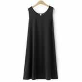 Liela izmēra sieviešu kleitas, 2023. gada vasaras melns, foršs bez piedurknēm, viengabala lielizmēra izliektas drēbes K1-H8075