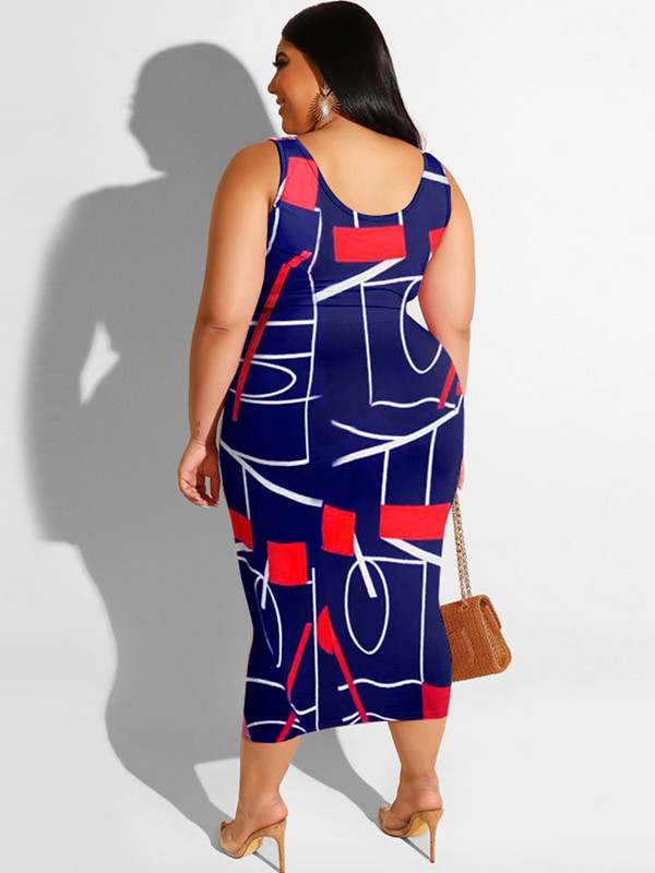 ZJFZML ZZ Liela izmēra sieviešu apģērbi treniņtērps divdaļīgs komplekts ar apdruku pārsēju vestu tops + brīvdienu pludmales kleita vairumtirdzniecība dropshipping