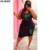 HLJ&GG ROZĀ burtu apdrukas treniņtērpi sievietēm bez piedurknēm Crop Top + šauri svārki, divdaļīgi seksīgi ķermenim pieskaņoti lielizmēra tērpi