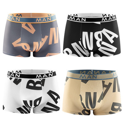 4 τμχ/ παρτίδα Μόδα Ανδρικά Εσώρουχα χωρίς ραφή τυπωμένα γράμματα Εσώρουχα ανδρικά που αναπνέουν Ανδρικά εσώρουχα συν μέγεθος Boxer calzoncillo hombre