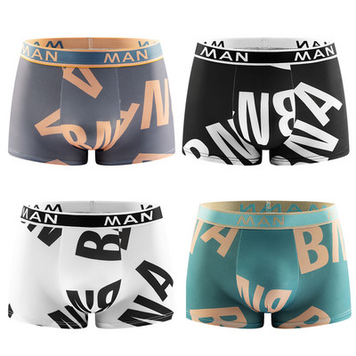 4 τμχ/ παρτίδα Μόδα Ανδρικά Εσώρουχα χωρίς ραφή τυπωμένα γράμματα Εσώρουχα ανδρικά που αναπνέουν Ανδρικά εσώρουχα συν μέγεθος Boxer calzoncillo hombre