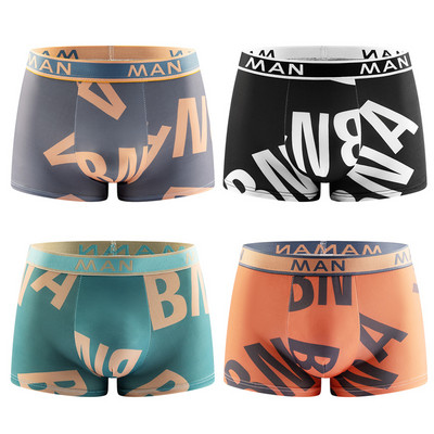 4 τμχ/ παρτίδα Μόδα Ανδρικά Εσώρουχα χωρίς ραφή τυπωμένα γράμματα Εσώρουχα ανδρικά που αναπνέουν Ανδρικά εσώρουχα συν μέγεθος Boxer calzoncillo hombre