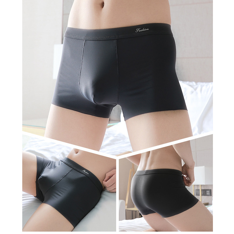 Lenjerie de corp boxer pentru bărbați, din mătase moale de gheață, fără sudură, boxeri respirabili pentru bărbați, chiloți subțiri sexy, mari