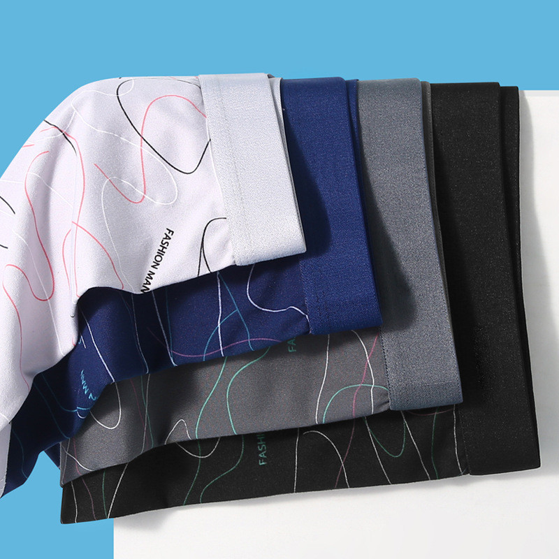 Férfi Boxer Vonal nyomott alsónadrág U Konvex Bugyi Divat Kényelmes Rövidnadrág Férfi Szilárd légáteresztő fehérnemű Nagy méret 100kg