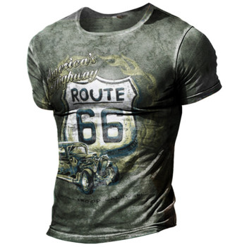 Vintage US Route 66 T-shirts για άντρες Καλοκαιρινή χαλαρή μπλούζα Ανδρικά μπλουζάκια Casual με στρογγυλή λαιμόκοψη κοντομάνικο Άνετο T-shirt Ανδρικά ρούχα