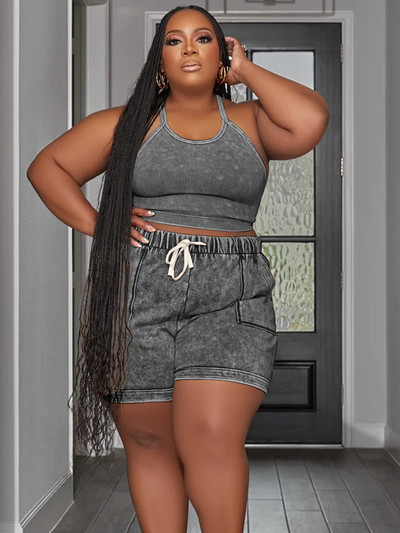 Γυναικεία ρούχα Streetwear Sexy Tank Top και σορτς Σετ δύο τεμαχίων Μεγάλα ασορτί σετ Καλοκαιρινό κοστούμι Plus Size Χονδρική Dropshipping