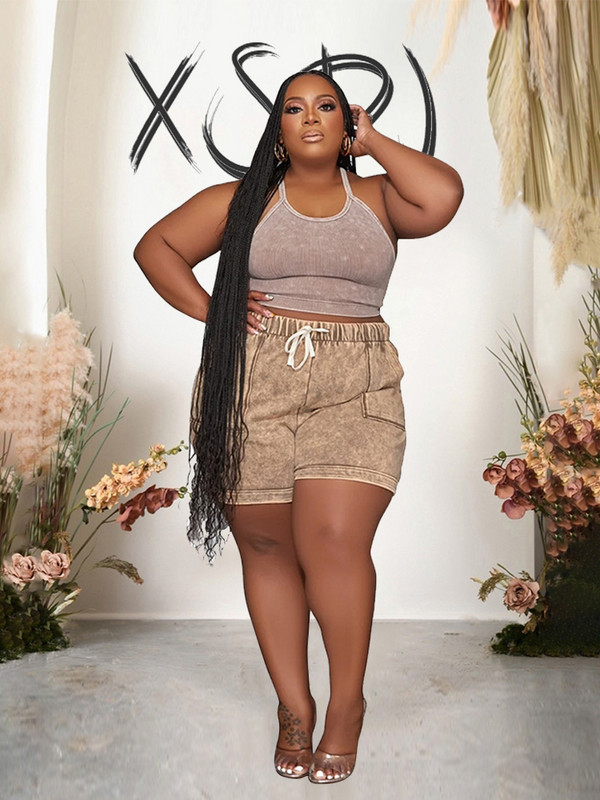 Γυναικεία ρούχα Streetwear Sexy Tank Top και σορτς Σετ δύο τεμαχίων Μεγάλα ασορτί σετ Καλοκαιρινό κοστούμι Plus Size Χονδρική Dropshipping