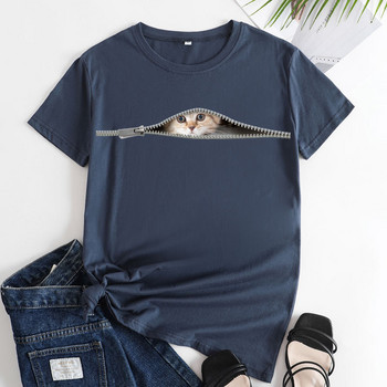 Γυναικεία μπλουζάκια JFUNCY 2023 Oversized μπλουζάκια Harajuku Cute Cat Graphic Tee Γυναικείο κοντομάνικο μπλουζάκι Γυναικεία ρούχα Γυναικεία πουκάμισα