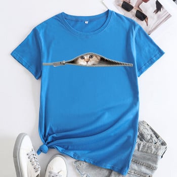 Γυναικεία μπλουζάκια JFUNCY 2023 Oversized μπλουζάκια Harajuku Cute Cat Graphic Tee Γυναικείο κοντομάνικο μπλουζάκι Γυναικεία ρούχα Γυναικεία πουκάμισα