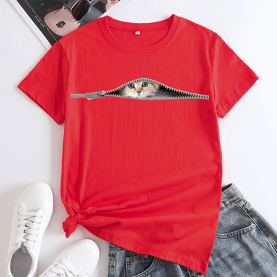 Γυναικεία μπλουζάκια JFUNCY 2023 Oversized μπλουζάκια Harajuku Cute Cat Graphic Tee Γυναικείο κοντομάνικο μπλουζάκι Γυναικεία ρούχα Γυναικεία πουκάμισα