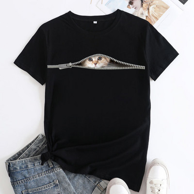 Γυναικεία μπλουζάκια JFUNCY 2023 Oversized μπλουζάκια Harajuku Cute Cat Graphic Tee Γυναικείο κοντομάνικο μπλουζάκι Γυναικεία ρούχα Γυναικεία πουκάμισα