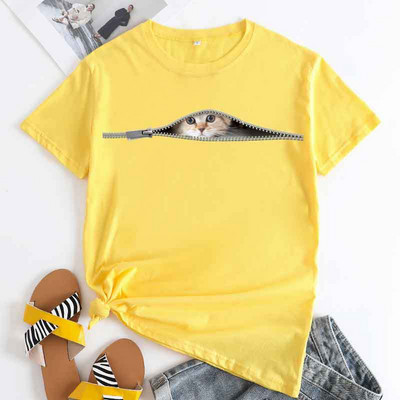 Γυναικεία μπλουζάκια JFUNCY 2023 Oversized μπλουζάκια Harajuku Cute Cat Graphic Tee Γυναικείο κοντομάνικο μπλουζάκι Γυναικεία ρούχα Γυναικεία πουκάμισα
