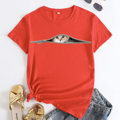 Γυναικεία μπλουζάκια JFUNCY 2023 Oversized μπλουζάκια Harajuku Cute Cat Graphic Tee Γυναικείο κοντομάνικο μπλουζάκι Γυναικεία ρούχα Γυναικεία πουκάμισα