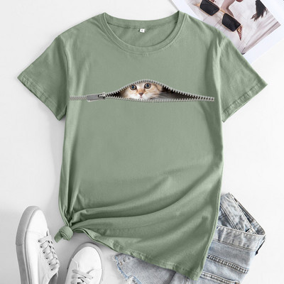 Γυναικεία μπλουζάκια JFUNCY 2023 Oversized μπλουζάκια Harajuku Cute Cat Graphic Tee Γυναικείο κοντομάνικο μπλουζάκι Γυναικεία ρούχα Γυναικεία πουκάμισα