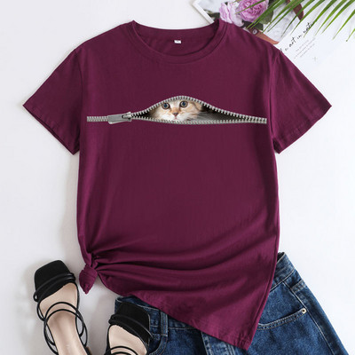 Γυναικεία μπλουζάκια JFUNCY 2023 Oversized μπλουζάκια Harajuku Cute Cat Graphic Tee Γυναικείο κοντομάνικο μπλουζάκι Γυναικεία ρούχα Γυναικεία πουκάμισα