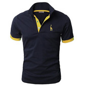 Cămașă polo pentru bărbați, casual, cu broderie de cerb, cămăși polo pentru bărbați, tricou cu mânecă scurtă, polo solid pentru bărbați,