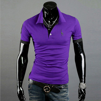 Cămașă polo pentru bărbați, casual, cu broderie de cerb, cămăși polo pentru bărbați, tricou cu mânecă scurtă, polo solid pentru bărbați,