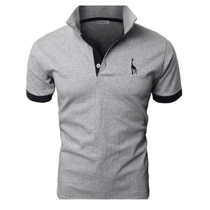 Cămașă polo pentru bărbați, casual, cu broderie de cerb, cămăși polo pentru bărbați, tricou cu mânecă scurtă, polo solid pentru bărbați,