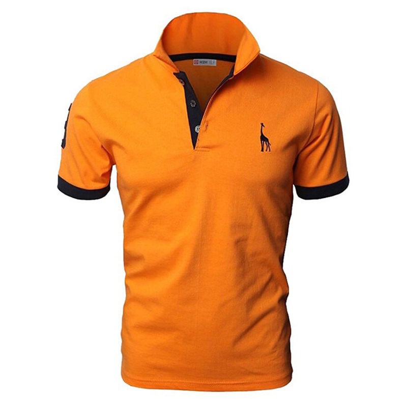 Cămașă polo pentru bărbați, casual, cu broderie de cerb, cămăși polo pentru bărbați, tricou cu mânecă scurtă, polo solid pentru bărbați,