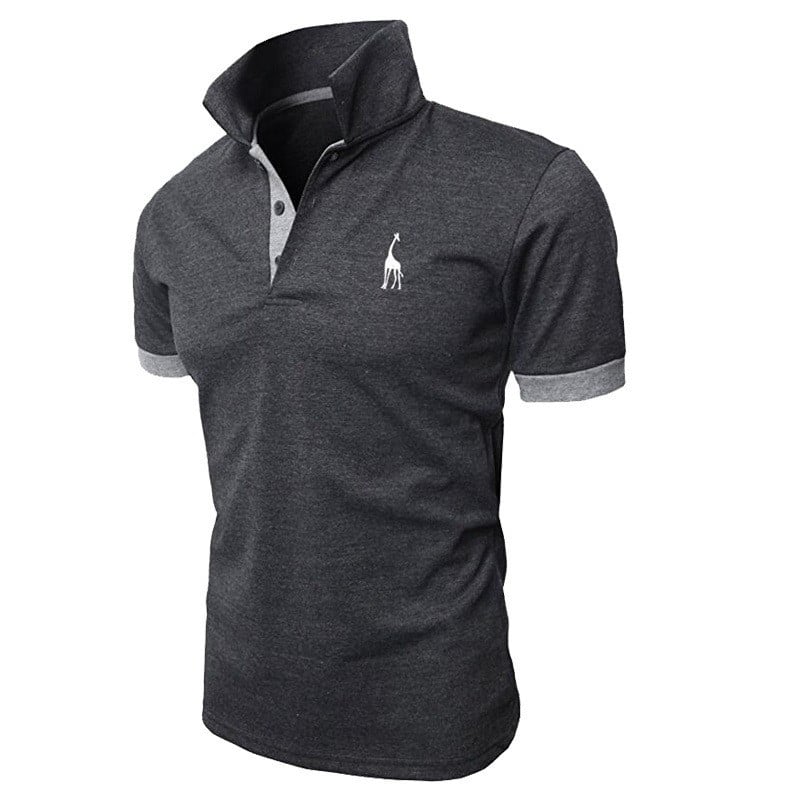 Cămașă polo pentru bărbați, casual, cu broderie de cerb, cămăși polo pentru bărbați, tricou cu mânecă scurtă, polo solid pentru bărbați,
