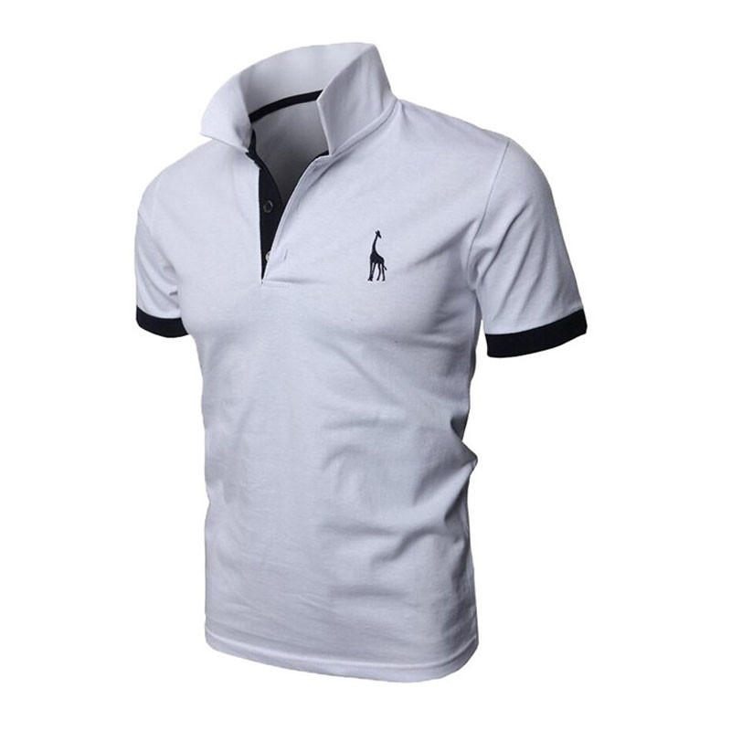 Cămașă polo pentru bărbați, casual, cu broderie de cerb, cămăși polo pentru bărbați, tricou cu mânecă scurtă, polo solid pentru bărbați,