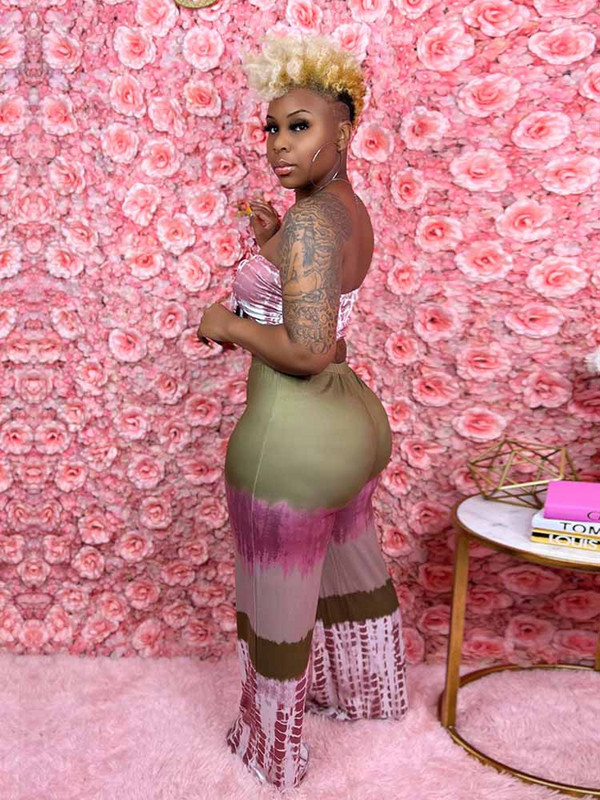 Σέξι γυναικεία ρούχα σε μεγάλο μέγεθος Σέξι τοπ και παντελόνι Καλοκαιρινή γραβάτα βαφής σετ δύο τεμαχίων Γυναικεία ρούχα Χονδρική χονδρική Dropshipping