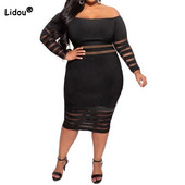 Κομψό γιακά μιας λέξης, μακρυμάνικο, λεπτά φορέματα με μονόχρωμο γιακά, μίντι μολύβι, βραδινό πάρτι, σέξι κοίλο έξω