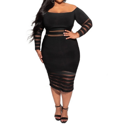 Κομψό γιακά μιας λέξης, μακρυμάνικο, λεπτά φορέματα με μονόχρωμο γιακά, μίντι μολύβι, βραδινό πάρτι, σέξι κοίλο έξω