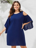 YOINS 2023 lielizmēra sieviešu kleita līdz ceļgalam. Vestidos Modes no pleciem stingras sundress ballītes sieviešu kleitas ar apkakli