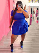 Liela izmēra sieviešu apģērbi vasaras seksīgi tērpi uz pleciem un mini svārku komplekts divdaļīgs vairumtirdzniecība lielapjoma piegāde