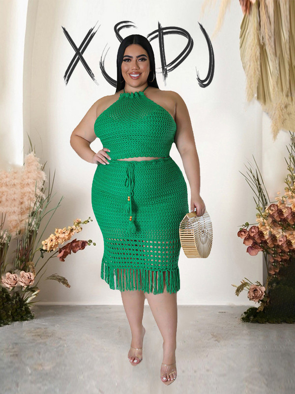 Divdaļīgs svārku komplekts dāmu vasaras tērpiem, virspuse un svārku tērpi pludmalē, lielizmēra pieskaņoti komplekti, vairumtirdzniecība, piegāde