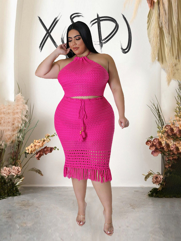 Divdaļīgs svārku komplekts dāmu vasaras tērpiem, virspuse un svārku tērpi pludmalē, lielizmēra pieskaņoti komplekti, vairumtirdzniecība, piegāde