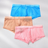 Meeste läbipaistvad seksikad poksijad aluspesu Võrgustikku üliõhukesed meeste aluspüksid Cuecas madala vöökohaga bokserid Meeste triibulised Hombre aluspüksid