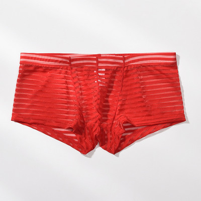 Meeste läbipaistvad seksikad poksijad aluspesu Võrgustikku üliõhukesed meeste aluspüksid Cuecas madala vöökohaga bokserid Meeste triibulised Hombre aluspüksid