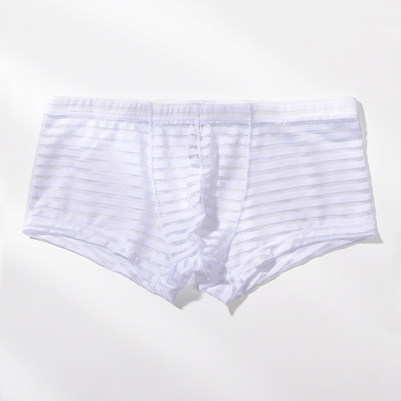 Meeste läbipaistvad seksikad poksijad aluspesu Võrgustikku üliõhukesed meeste aluspüksid Cuecas madala vöökohaga bokserid Meeste triibulised Hombre aluspüksid