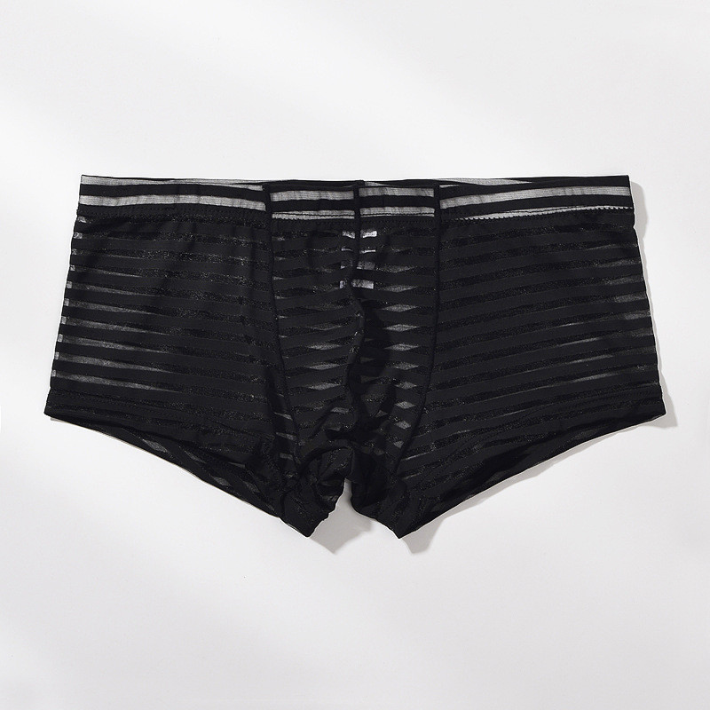 Meeste läbipaistvad seksikad poksijad aluspesu Võrgustikku üliõhukesed meeste aluspüksid Cuecas madala vöökohaga bokserid Meeste triibulised Hombre aluspüksid