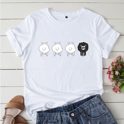 JFUNCY 2023 Summer γυναικεία μπλουζάκια προβάτου γραφικά μπλουζάκια κοντομάνικο μπλουζάκι Γυναικεία μπλουζάκια μεγάλου μεγέθους βαμβακερό μπλουζάκι Γυναικεία ρούχα