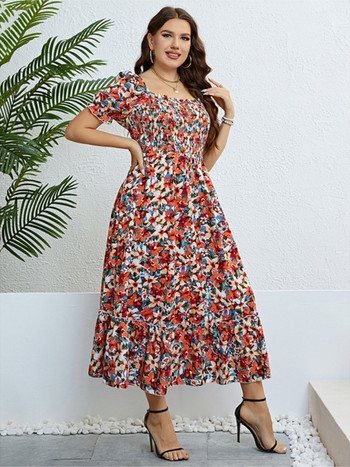 Καλοκαιρινό Boho Floral Φόρεμα Γυναικεία Κομψά Slim Laides Φορέματα 3xl 4xl Fashion Μακρύ Γυναικείο Φόρεμα 2023 Vestido Mjuer