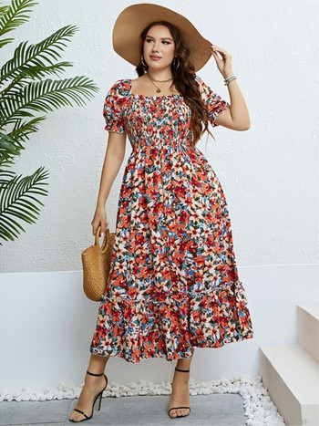 Καλοκαιρινό Boho Floral Φόρεμα Γυναικεία Κομψά Slim Laides Φορέματα 3xl 4xl Fashion Μακρύ Γυναικείο Φόρεμα 2023 Vestido Mjuer